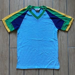 VINTAGE 1970’S LEVI’S TERRY CLOTH SHIRT BLUE GREEN